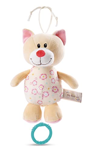 NICI Spieluhr Katze 18 cm – Baby Spielzeug aus weichem Plüsch zur Befestigung an Kinderwagen oder Babybett, niedliches Kuscheltier für Babys & Kleinkinder, 48898, tolle Geschenkidee, beige, M von NICI