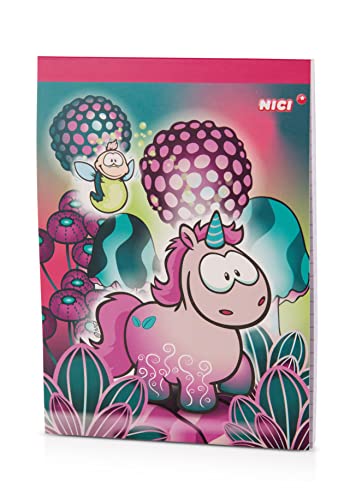 NICI 49115 Notizblock Einhorn Midnight Floral DIN A6 bunt kariert 60 Blatt 80g FSC-Papier-Tolle Geschenkidee von NICI