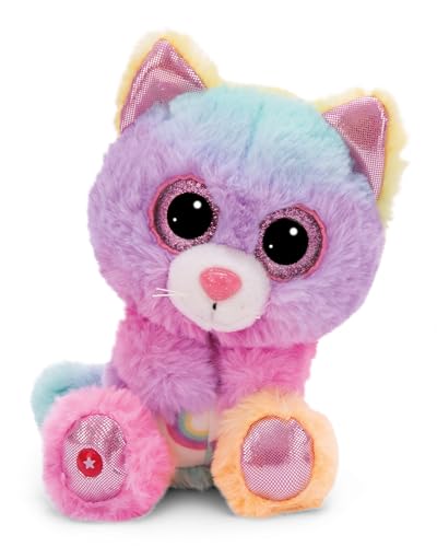 NICI GLUBSCHIS Kuscheltier Katze Miss Melli 15 cm - Bunte Stofftier Katze mit großen, niedlichen Glitzeraugen, Plüschtier für Schmusetierliebhaber - 49394 von NICI