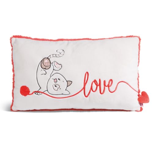 NICI 49415 Kissen Katze Love 43x25cm weiß-Nachhaltiges Flauschiges Kuschelkissen für Jungen, Mädchen, Babys und Kuscheltierliebhaber – ideal für Zuhause, Kindergarten oder unterwegs von NICI