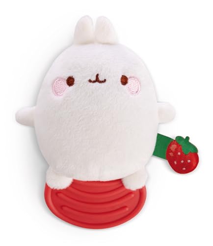 NICI 49477 Beißring MOLANG 12cm weiß-Kuscheltier für Babys und Kleinkinder zum Greifen, Knuddeln, Entdecken und Einschlafen von NICI