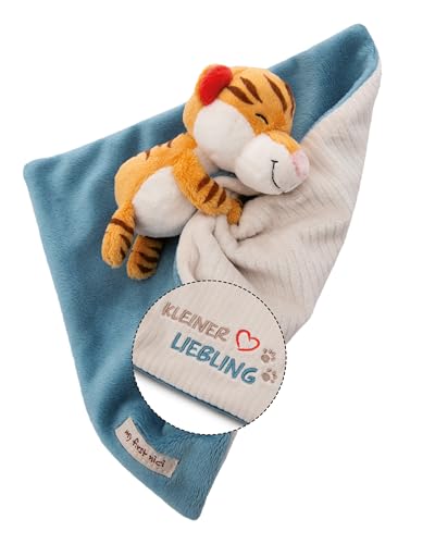 NICI Schmusetuch Baby 22 x 22 cm mit Kuscheltier Tiger - Flauschiges Schnuffeltuch für Mädchen & Jungen, Baby Geschenk zur Geburt, Mit gesticktem Schriftzug "Kleiner Liebling" - 49750 von NICI