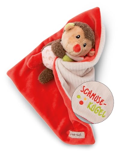 NICI 49752 Schmusetuch Schmusekugel 22x22cm beige-rot mit Kuscheltier Igel 12cm - Kuscheltuch für Babys & Kleinkinder – Baby Kuscheltier Schnuffeltuch für Mädchen & Jungen von NICI