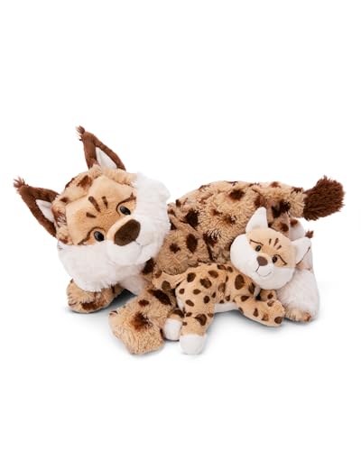 NICI Wild Friends Kuscheltier Luchs Mutter 40 cm & Kind 20 cm - Niedliche Stofftiere zum Kuscheln, Spielen und Liebhaben, Nachhaltig produzierte Plüschtiere - 49812, Beige von NICI