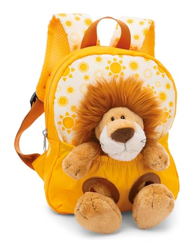 NICI Kinderrucksack gelb 2 in 1 mit Kuscheltier Löwe 25cm - Kindergartenrucksack Mädchen & Jungen - Weicher Rückenbereich & verstellbare Gurte - 49850 von NICI