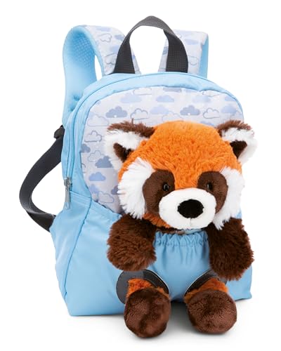 NICI Kinderrucksack blau 2 in 1 mit Kuscheltier Roter Panda 25cm - Kindergartenrucksack Mädchen & Jungen - Weicher Rückenbereich & verstellbare Gurte - 49852 von NICI