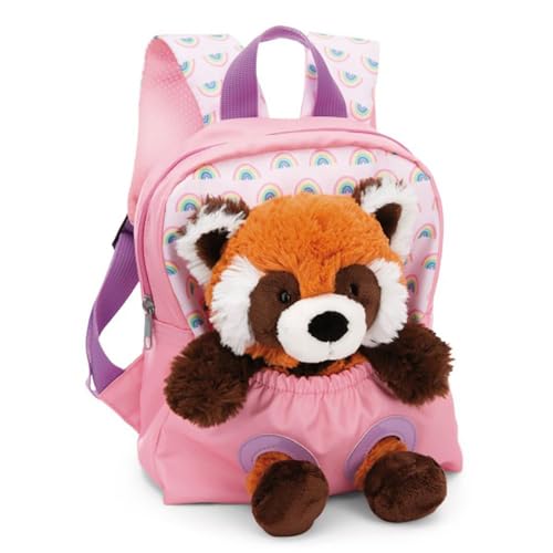 NICI Kinderrucksack rosa 2 in 1 mit Kuscheltier Roter Panda 25cm - Kindergartenrucksack Mädchen & Jungen - Weicher Rückenbereich & verstellbare Gurte - 49853 von NICI