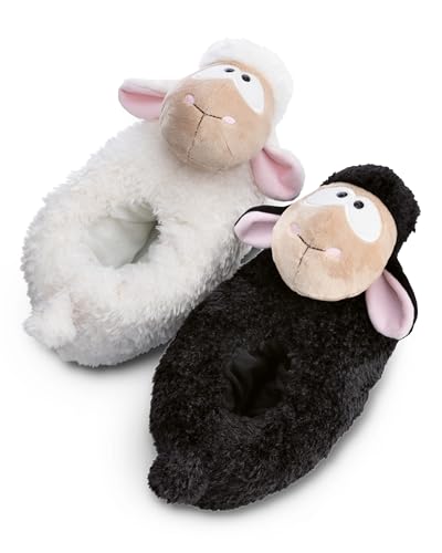 NICI Hausschuhe Schaf Wool*y Gang Gr. 34-37 (M) Schwarz-Weiß - Nachhaltige warme NICI Kuscheltier Hausschuhe mit Anti-Rutsch Sohle für Kinder & Erwachsene - 49925 von NICI