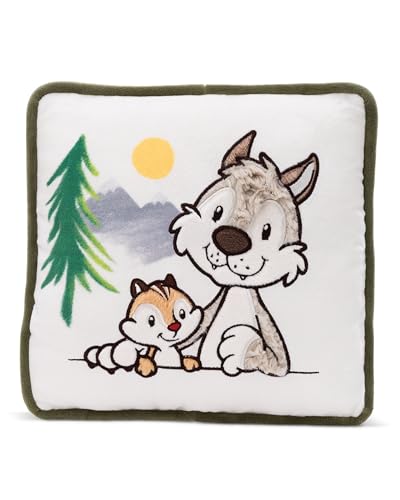 NICI Forest Friends Kinder Kissen Wolf Winny & Streifenhörnchen JoJo 25x25cm - Kleines Kuschelkissen flauschig, Für Mädchen, Jungen & Erwachsene – 49955 von NICI