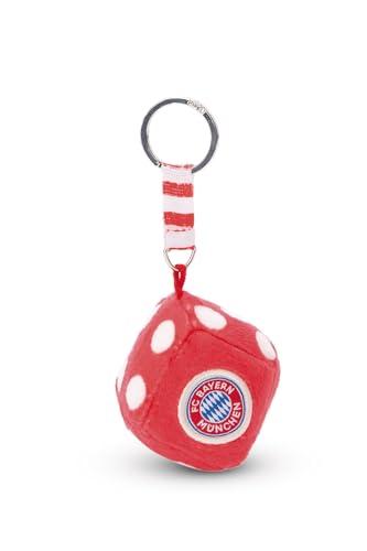 NICI 49998 Schlüsselanhänger FC Bayern MÜNCHEN Würfel 4x4cm rot-Nachhaltiger Begleiter Kuschelanhänger mit Schlüsselring für Schlüsselband, Schlüsselbund & Schlüsselhalter von NICI