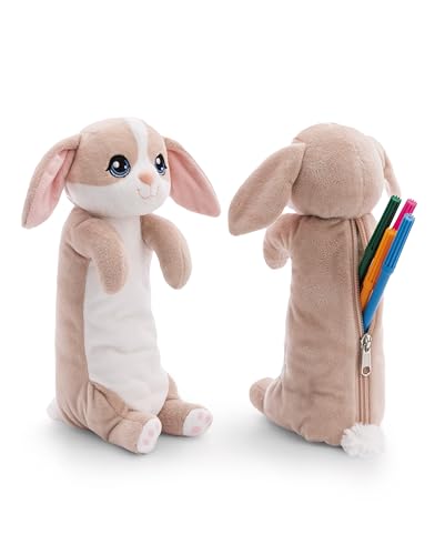 NICI 61269 Mäppchen Hase 12x12x25cm Flauschiges Federmäppchen für Mädchen und Frauen, Schultäschchen, Büro-oder Kosmetikmäppchen,weiches Plüschmäppchen von NICI