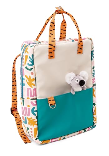 NICI 61732 34x24x10cm mit kleinem Koala 10cm bunt-Rucksack mit Kuscheltier für Jungen und Mädchen-Abnehmbarer Pluschspielzeug Weich und Flauschig von NICI