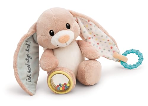 NICI Activity Kuscheltier Hase Fjella Ich beschütze Dich 23cm-rosa-Plüschtier für Babys und Kleinkinder zum Greifen, Knuddeln, Entdecken und Einschlafen | 61883 von NICI