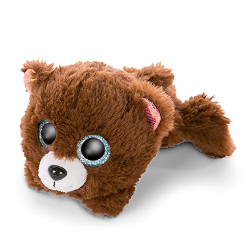 NICI Glubschis: Das Original – Glubschis Bär Mr Cuddle 15cm – Liegender Kuscheltier Bär mit großen Augen – Flauschiges Plüschtier mit großen Glitzeraugen – Schmusetier für Kuscheltierliebhaber von NICI