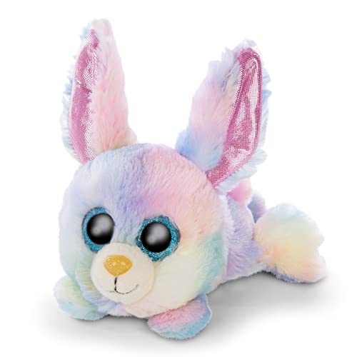 NICI Glubschis: Das Original – Glubschis Hase Rainbow Candy 15cm – Liegender Kuscheltier Hase mit großen Augen – Flauschiges Plüschtier mit großen Glitzeraugen – Schmusetier für Kuscheltierliebhaber von NICI