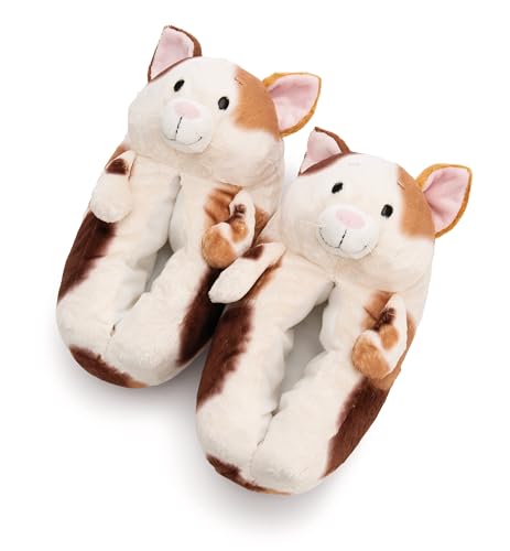 NICI Hausschuhe Glückskatze 36-39 (M) - braun - Warme Kuscheltier Hausschuhe für Jungen und Mädchen, Tier-Schuhe mit Anti-Rutsch Sohle, Slippers | 62171 von NICI