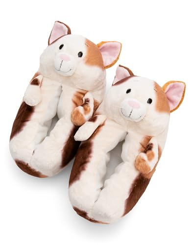 NICI Hausschuhe Glückskatze 36-39 (M) - braun - Warme Kuscheltier Hausschuhe für Jungen und Mädchen, Tier-Schuhe mit Anti-Rutsch Sohle, Slippers | 62171 von NICI