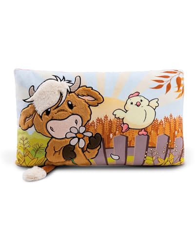 NICI Kinder Kissen Hochlandrind McMooray & Küken Eggwina 43x25cm weiß - Flauschiges NICI Kuschelkissen für Kinder, Babys & Kuscheltierliebhaber: ideal für Zuhause, Kindergarten oder unterwegs - 61120 von NICI