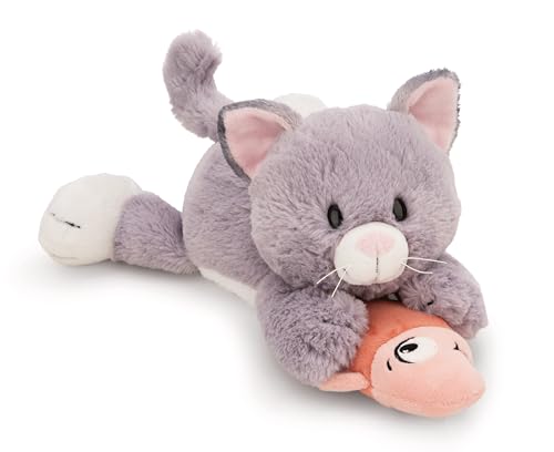 NICI Kuscheltier Katze mit Fisch 30cm - grau - Weiches Plüschtier – niedliches Stofftier zum Kuscheln & Spielen – tolle Geschenkidee für Kinder & Erwachsene | 62153 von NICI