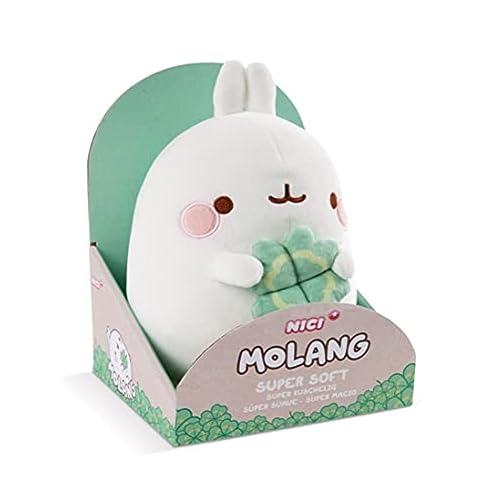 NICI Kuscheltier MOLANG mit Kleeblatt 24 cm – super-softes Plüschtier in Geschenkverpackung, Stofftier zum Kuscheln und Spielen, für Kinder & Erwachsene, 48875, tolle Geschenkidee, weiß, 24cm von NICI