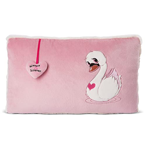 NICI Kuscheltierkissen Love Schwan 43x25cm rechteckig I Kuschelkissen Schwan für Jungen, Mädchen & Babys I Flauschiges Plüschtier-Kissen – 48274 von NICI