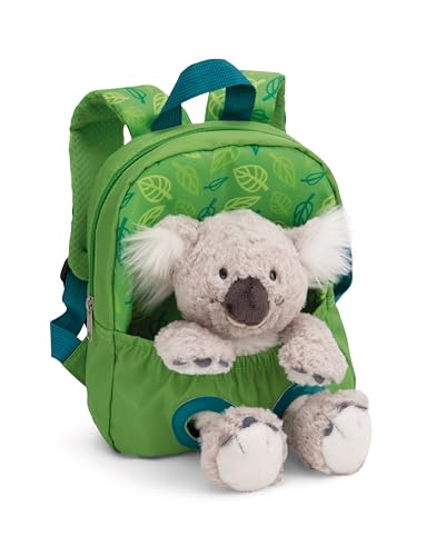 NICI Rucksack mit Plüschtier 21x26cm Koala 25cm-grün-Abnehmbarer Pluschspielzeug Weich Flauschig, Kindergartenrucksack mit Kuscheltier für Jungen und Mädchen | 61744 von NICI