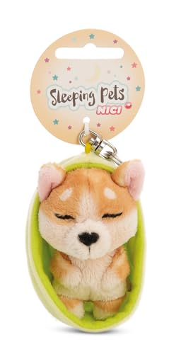 NICI Schlüsselanhänger Sleeping Pets Hund Welsh Corgi 8cm in Körbchen - braun - Treuer-Begleiter für Rucksack oder Tasche, Schlüsselhalter für klein und Groß | 61606 von NICI