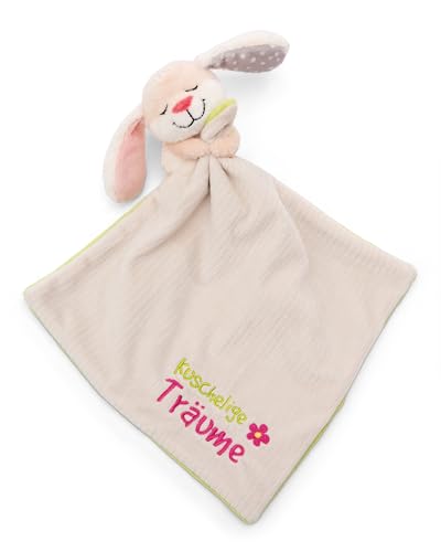 NICI Schmusetuch Baby 22 x 22 cm mit Kuscheltier Hase - Flauschiges Schnuffeltuch für Mädchen & Jungen, Baby Geschenk zur Geburt, Mit gesticktem Schriftzug "Kuschelige Träume" - 49753 von NICI