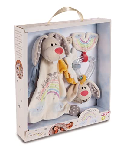 NICI Set Schmusetuch und Beißring Hase Schutzengel 32 x 30 x 6,3 cm – Baby Geschenkset ab 0 + Monaten, Erstausstattung für Neugeborene, Mädchen & Jungen, 48678, tolle Geschenkidee, beige von NICI