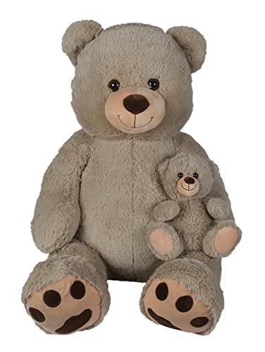 NICOTOY 6305810185 Teddybär stehend, grau, mit Baby, 100 cm, Tier, 0 m+ von NICOTOY