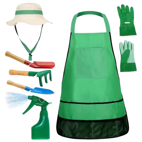 7pcs/Set Kleinkind Gartenset Kids Gärtner Set Educational Kleinkind Gartenset Beinhaltet Schürze, Sprühgerät, Handschuhe, Hut, Rake, Schaufeln Kids Gärtner -Werkzeug für Kinder für Kinder für Kinder von NIDONE