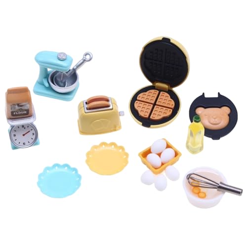 Dollhouse Kitchen Set, 10pcs/Set Plastic Dollhouse Kitchen -Accessoires enthalten Waffelhersteller, Toaster, Maßstab, Mixer, 1:12 Dollhouse -Möbel für Kindergeschenke, Style 2, Puppenhausminiaturen von NIDONE