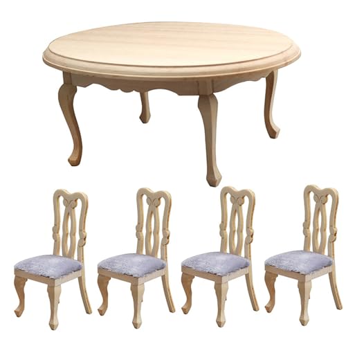 Dollhouse Tisch und Stühle 1:12 Hölzer Miniaturrunde Tisch und 4 -Dollhouse -Stühle Miniatur Küchenmöbel Accessoires, Möbel, Möbel Dollhouse Tisch und Stühle 1:12 Hölzer Miniaturrunde Tisch und 4 -Dollhouse -Stühle Miniatur Küchenmöbel Accessoires, Möbel, Möbel von NIDONE