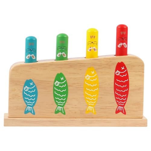 NIDONE 1 Set Baby Pop-up-Spielzeug mehrfarbiges Holzpop-up-Spielzeug mit 4 Katzenmuster-Spiel Stick Bildungsmontessori Baby Spielzeug für Kinder Jungen Mädchen Alter seit mehr als 3 Jahren von NIDONE