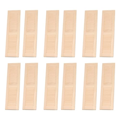 NIDONE 12pcs Dollhouse -Fensterläden Klassiker hölzerne Mini 1 12 Skala Dollhouse Möbel 4.5x1.3x0,2 Zoll Puppenhaus Fenster Lustige DIY Dolls House Furniture for Kids Gift von NIDONE