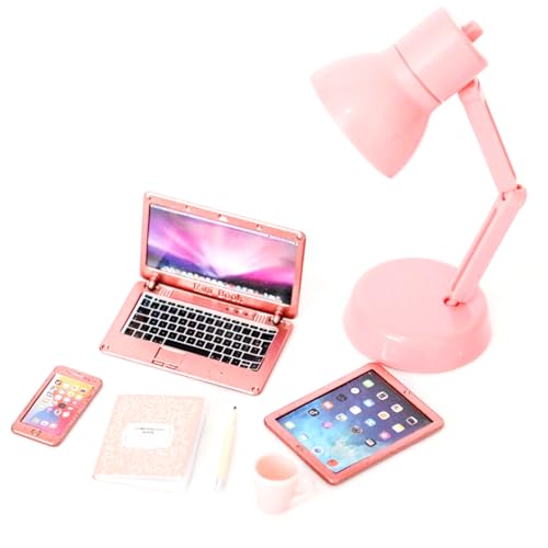 NIDONE 6PCS/Set Dollhouse Accessoires, Mini -Laptop -Tablet -Telefon Mini Books Cup Bleistift, Miniaturbüro Set Realistic 1/12 Scale Accessoires für Puppenhaus -Handwerks -Szenenzubehör, Mini -Laptop von NIDONE