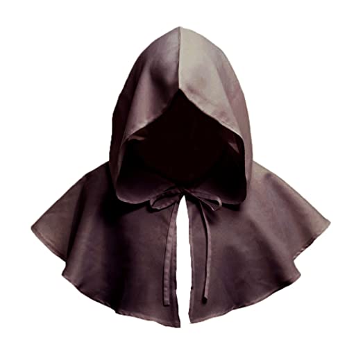 NIDONE Cosplay -Kapuze Unisex Vintage Cowl Halloween Kostümversorgung Halloween Cosplay Hooded Cape Accessoire mittelalterliche Retro Cowl für Party 1PC Brown von NIDONE