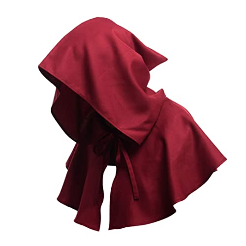 NIDONE Cosplay -Kapuze Unisex Vintage Cowl Halloween Kostümversorgung Halloween Cosplay Hooded Cape Accessoire mittelalterliche Retro Cowl für Party 1PC Wine Red von NIDONE