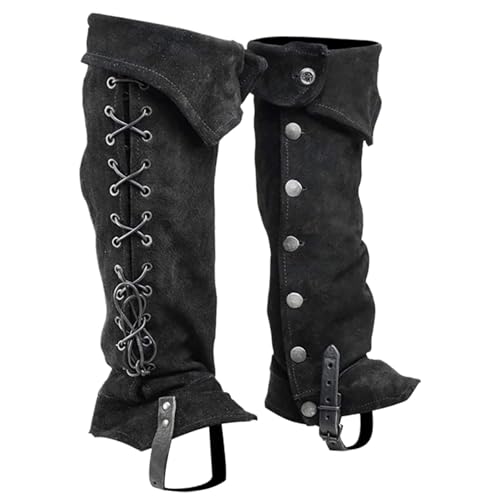 NIDONE Kofferraumabdeckungen Renaissance Pirate Boot Cover 1 Paar Viking mittelalterlicher Boot Covers mit Knopfverschluss Polyester Renaissance Kostüm für Cosplay Halloween, Black von NIDONE