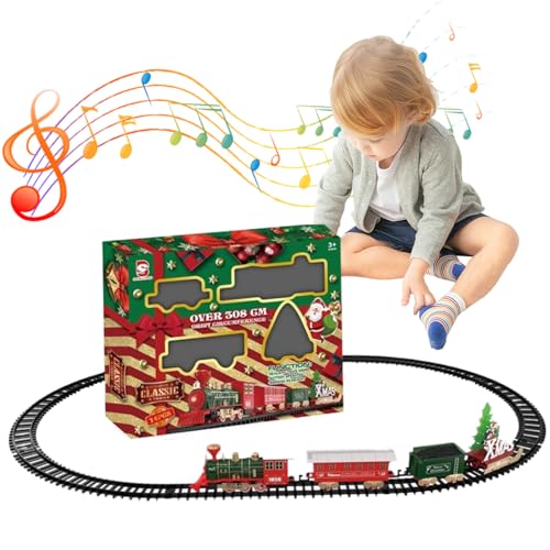 NIDONE Lektrischer Zug -Set Simuliertes Weihnachtszug Set Klassisches Kinderzug Set mit Gleisen einfach zu montieren Kinderzug Set für Geburtstag & Weihnachtsfest, Style 2, Mini -Zug -Set von NIDONE