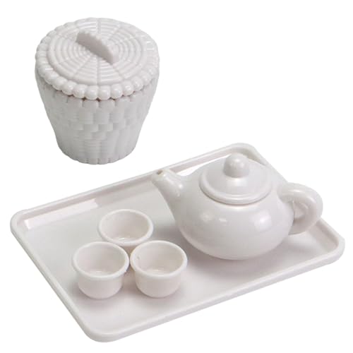 NIDONE Miniature -Tee -Set 1/12 Scale Realistic Mini Tea Set mit Teekannen, Tablett und mehr, weißer und moderner Plastikbecher für Puppenhaus -Küchenzubehör, Mini NIDONE Miniature -Tee -Set 1/12 Scale Realistic Mini Tea Set mit Teekannen, Tablett und mehr, weißer und moderner Plastikbecher für Puppenhaus -Küchenzubehör, Mini von NIDONE