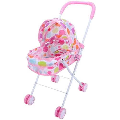 NIDONE Puppenwagen Niedliche Punktmuster Babypuppen Kinderwagen Falten Puppenwagen mit Push -Griff abnehmbar waschbarer Babypuppenwagen für Mädchen, so tun Sie Spielen, Style 1 von NIDONE