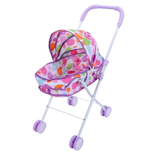 NIDONE Puppenwagen Niedliche Punktmuster Babypuppen Kinderwagen Klappbares Puppenwagen mit Push -Griff abnehmbar waschbarer Babypuppenwagen für Mädchen, so tun Sie Spielen, Style 2 von NIDONE