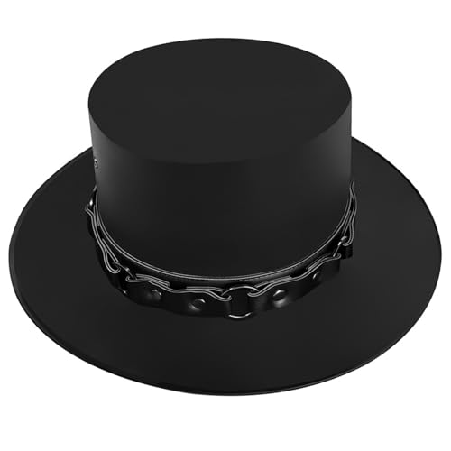 NIDONE Schwarzer Top -Hut -Leder -Doktor Black Top Hat Männer Frauen verkleiden Zauberer Hut cooler Gentleman Top Hut breit Krempe Geschenke für Kostümprops Cosplay Party Ball Requisiten von NIDONE