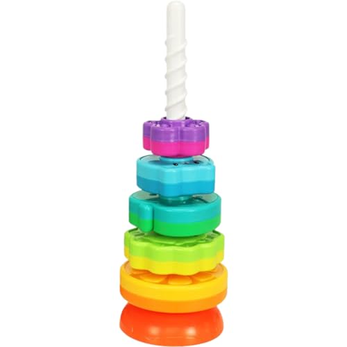 Spinning Fidget Toy, farbenfrohe Plastik -Spin -Spielzeug mit Basis 5 Regenbogenringstapler Angst Stress Relief Spin -Spielzeug sensorische Bildungsdekompression Spielzeug für Kinder Erwachsene von NIDONE