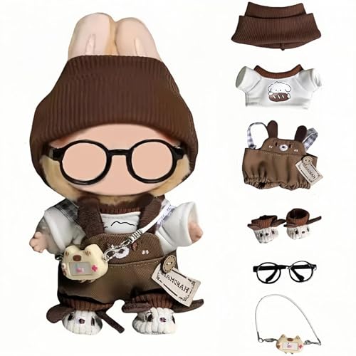 6 Stück Set 17cm Puppenkleidung Kleidung für Puppen Outfit Zubehör für 17cm Puppenkleidung T-Shirt + Overall + Hut + kleine Kamera + Brille + Schuhe, keine Puppe enthalten 6 Stück Set 17cm Puppenkleidung Kleidung für Puppen Outfit Zubehör für 17cm Puppenkleidung T-Shirt + Overall + Hut + kleine Kamera + Brille + Schuhe, keine Puppe enthalten von NIEBYI