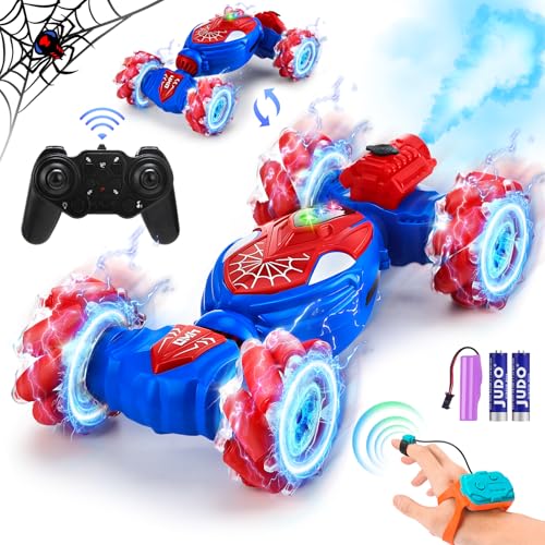 NIEBYI Spider Ferngesteuertes Auto ab 5-12 Jahre, 2-in-1-Gesten Rc Car Spielzeug ab 5 6 7 8 9 10 11 Jahre Junge Geschenk 360° Rotation 4WD Monstertruck Kinderspielzeug ab 6-10 Jahre Outdoor Spielzeug von NIEBYI