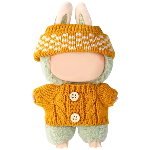 Puppenkleider-Set, handgefertigter gehäkelter Strickknopf-Pullover & Mütze, lustiges Puppen-Outfit-Zubehör zum Anziehen und Präsentieren Puppenkleider-Set, handgefertigter gehäkelter Strickknopf-Pullover & Mütze, lustiges Puppen-Outfit-Zubehör zum Anziehen und Präsentieren von NIEBYI