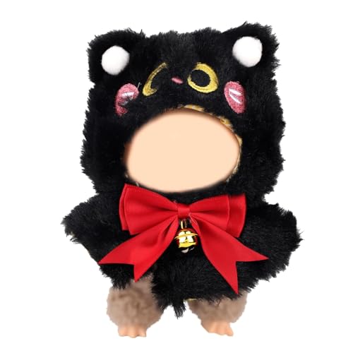 Puppenumhang, Kleidung, 15 x 13 cm, Plüsch-Kleidung für Sachen, rote Schleife, Glockenohren, Puppenkleidung, niedliches Halloween-Schal, Outfit, verkleideter Look, abnehmbares Kostüm-Set, Zubehör Puppenumhang, Kleidung, 15 x 13 cm, Plüsch-Kleidung für Sachen, rote Schleife, Glockenohren, Puppenkleidung, niedliches Halloween-Schal, Outfit, verkleideter Look, abnehmbares Kostüm-Set, Zubehör von NIEBYI