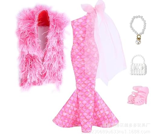 20 Stück Kleidung für Puppen Zubehör, Kleidung Schmuck Zubehör für Puppen Abendkleider, Party Kleid Pailletten Outfits Stilvolles Kleider mit 4 Paar Schuhe 8 Zubehör für 11,5 Zoll Mädchen Puppen von NIEEKRUN